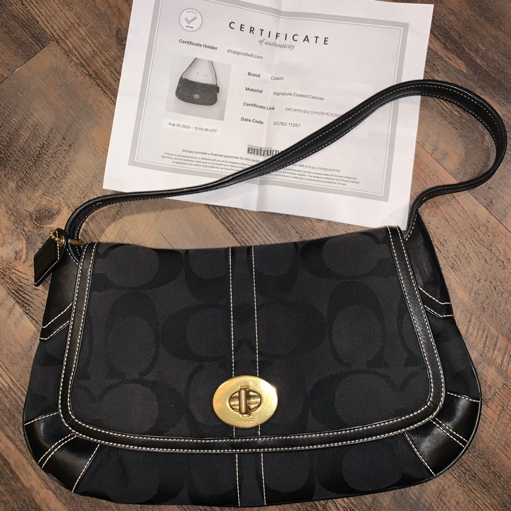 AUTHENTIC Coach Signature Flap Shoulder 11257